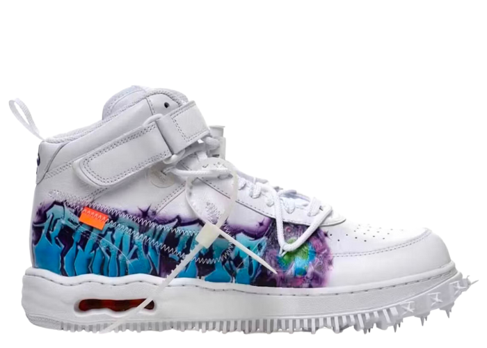 Nike Air Force 1 Mid Off-White Graffiti White Raffles and Release