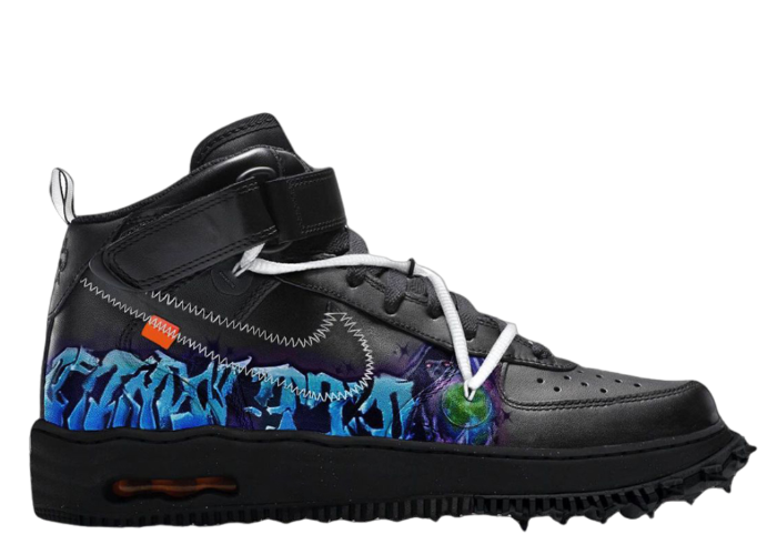 Nike Air Force 1 Off-White Mid Black Graffiti Raffles and Release Date