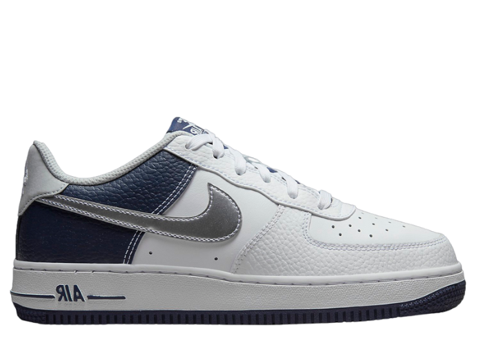 Nike Air Force 1 Low White Silver Navy (GS)