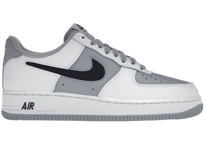 Nike Air Force 1 Low Cut-Out White Grey Black Swoosh