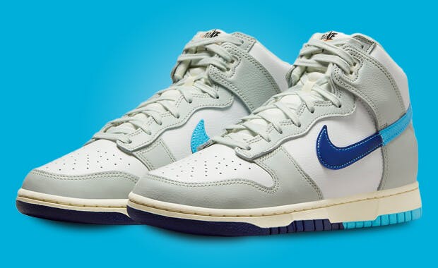 The Nike Dunk High Split Summit White Baltic Blue Deep Royal Blue Releases July 15