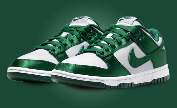 This Satin-Covered Nike Dunk Low Comes In White Team Green