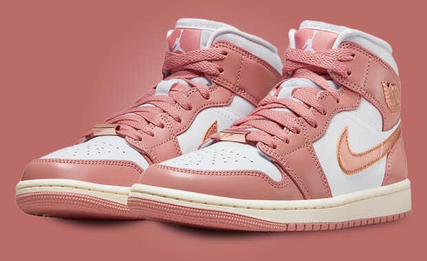 The Women's Air Jordan 1 Mid Red Stardust Releases Holiday 2023