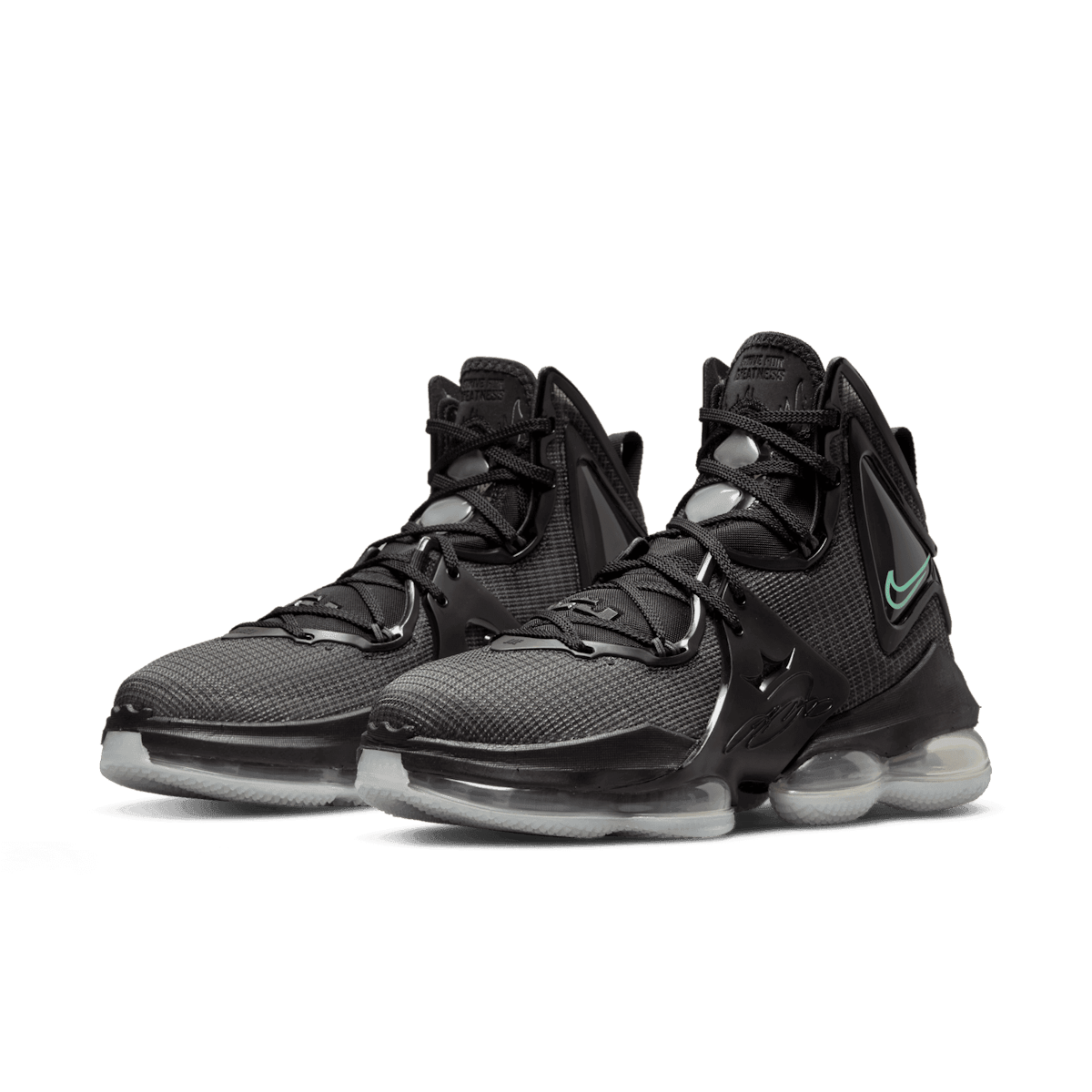 Nike Lebron 19 Black Anthracite Green Glow Angle 2