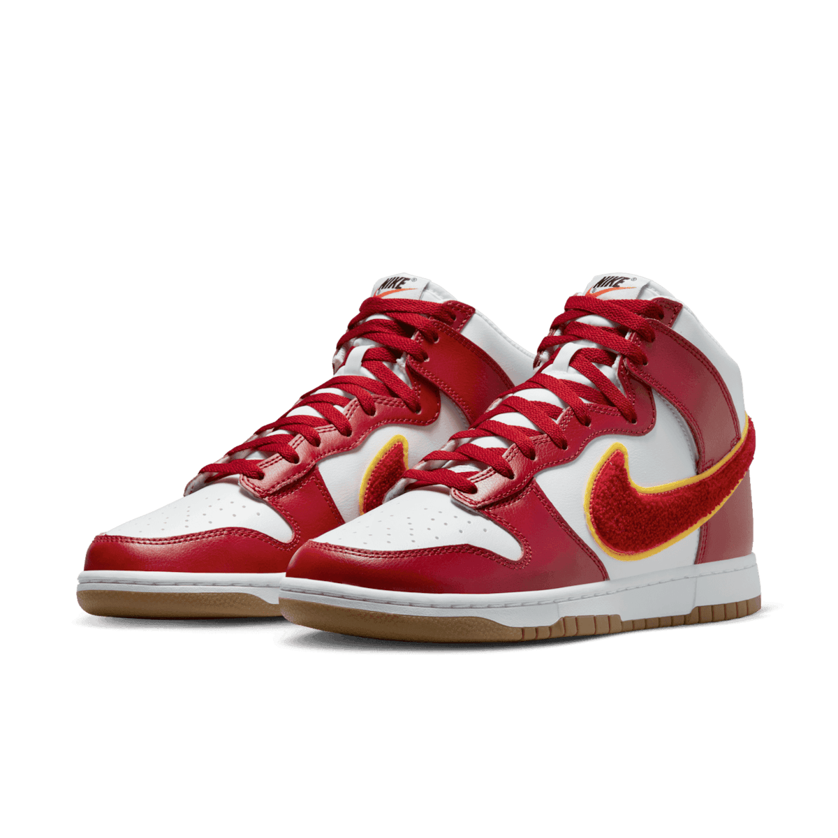 Nike Dunk High Chenille Swoosh Gym Red Angle 2
