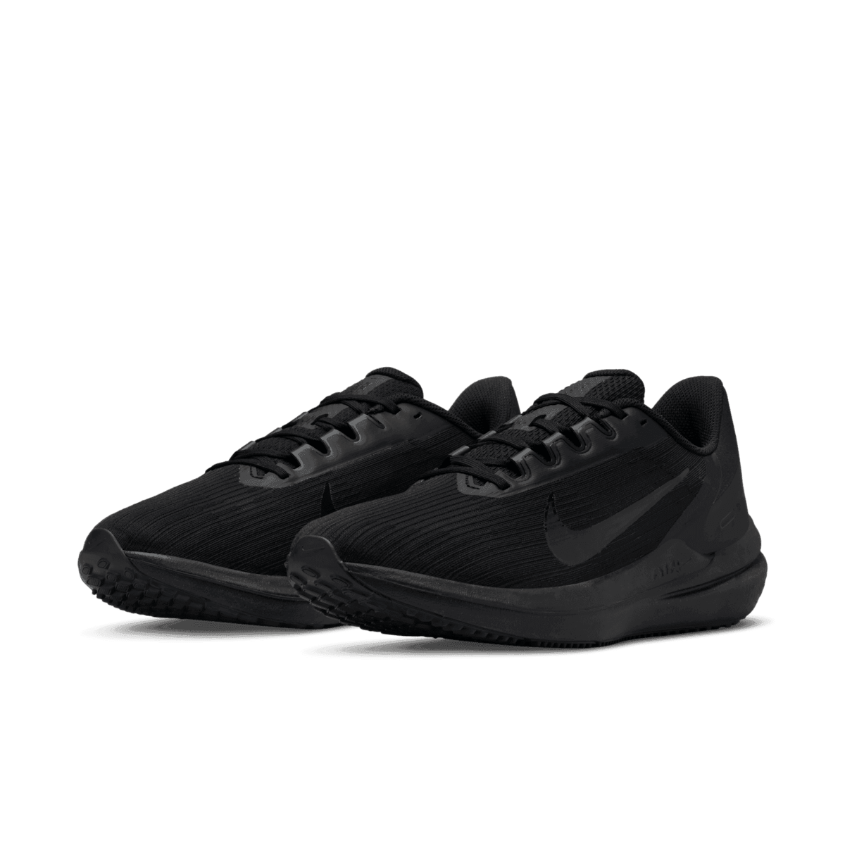 Nike Winflo 9 Road Running Shoes in Black Angle 2