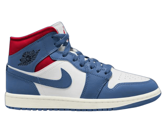 Air Jordan 1 Mid White French Blue Gym Red (W) Raffles and Release 