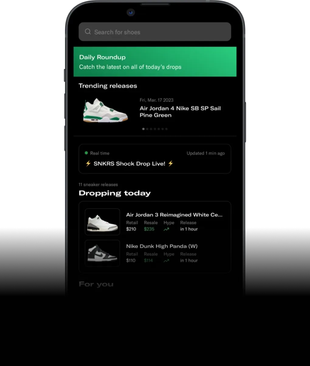 The Sole Retriever app home screen