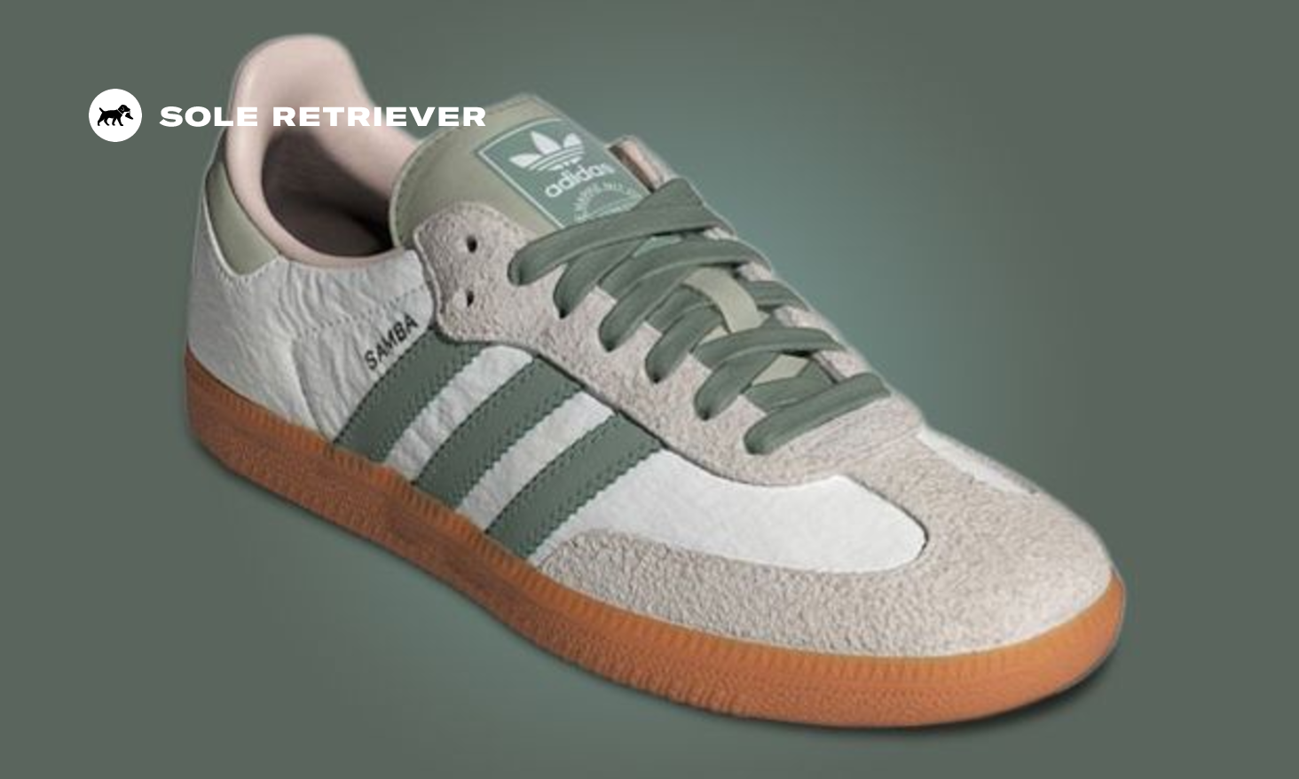 The adidas Samba OG Cloud White Silver Green Releases March 2024 The adidas Samba OG Cloud White Silver Green Releases March 2024