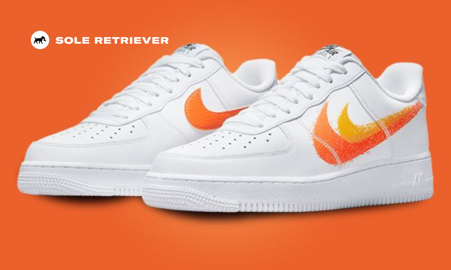 Nike Air Force 1 Low Spray Paint Swoosh White Orange FJ4228-100 