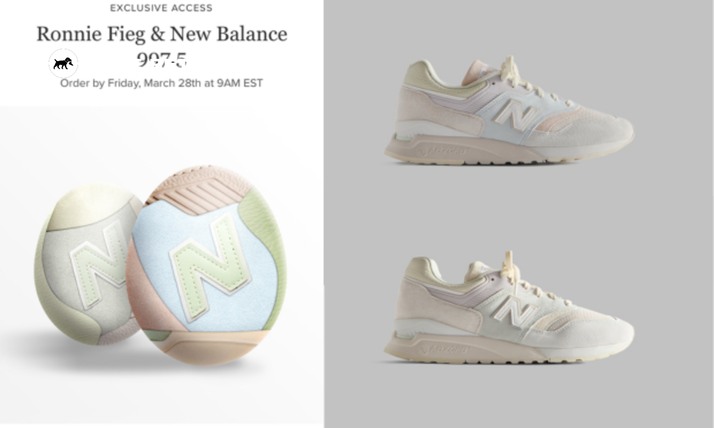 レビュー高評価の商品!の商品をすべて The Ronnie Fieg Kith x New Balance 997.5 Easter Pack 靴