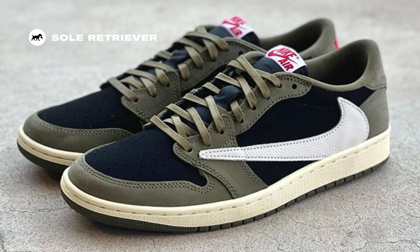 The Travis Scott x Air Jordan 1 Retro Low OG Black Olive The Travis Scott x Air Jordan 1 Retro Low OG Black Olive