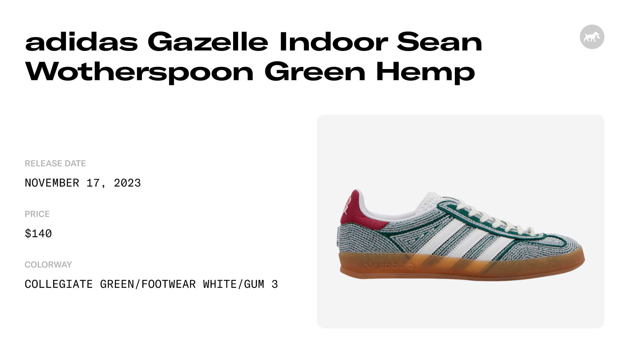 Sean Wotherspoon x adidas Gazelle Indoor Hemp IG1456