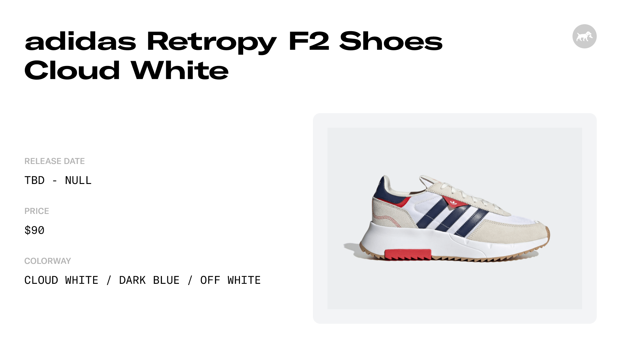 adidas Retropy F2 Shoes Cloud White - GW9354 Raffles and Release Date