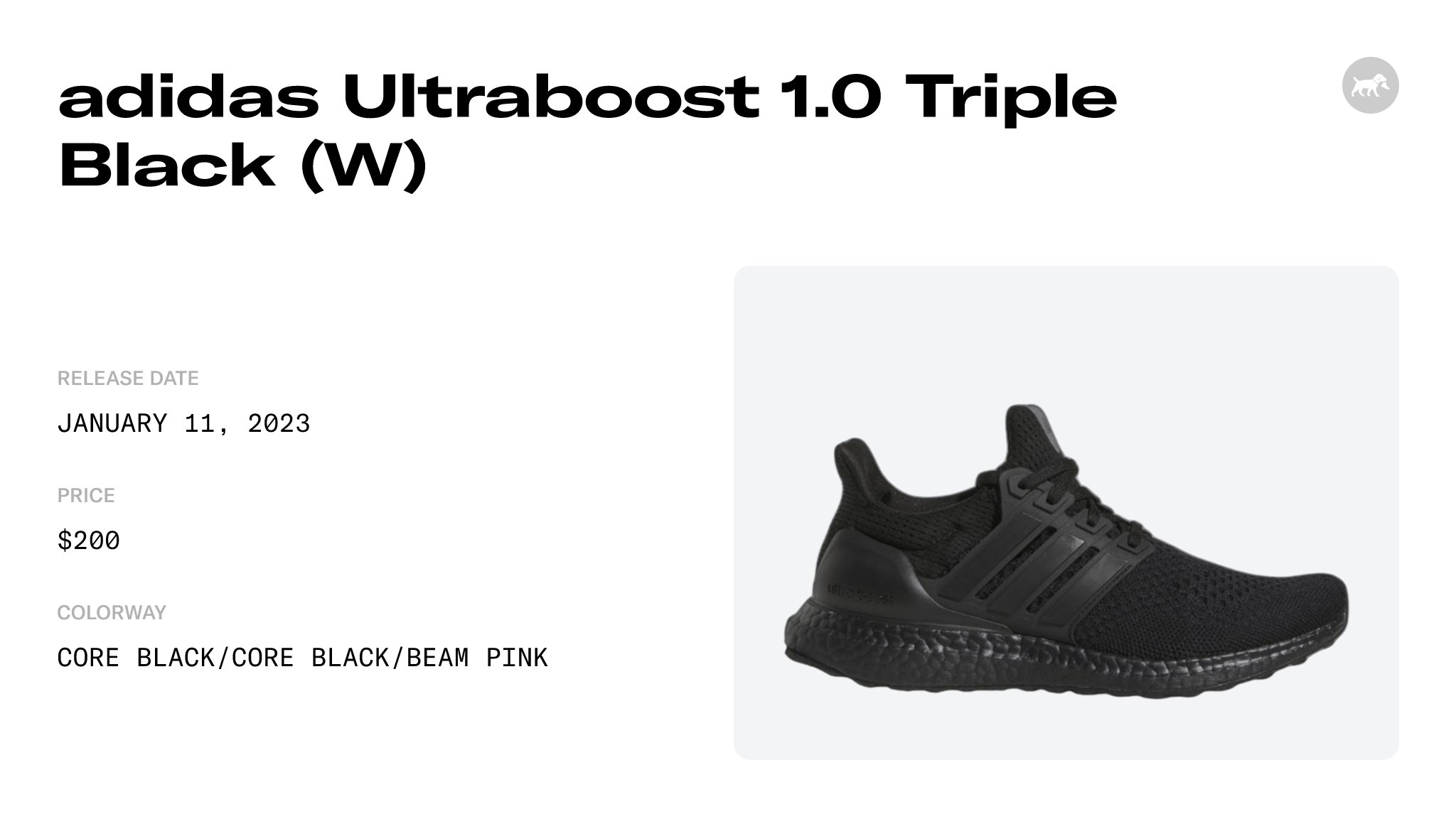 adidas Ultraboost 1.0 Triple Black (W) - HQ4204 Raffles and Release Date