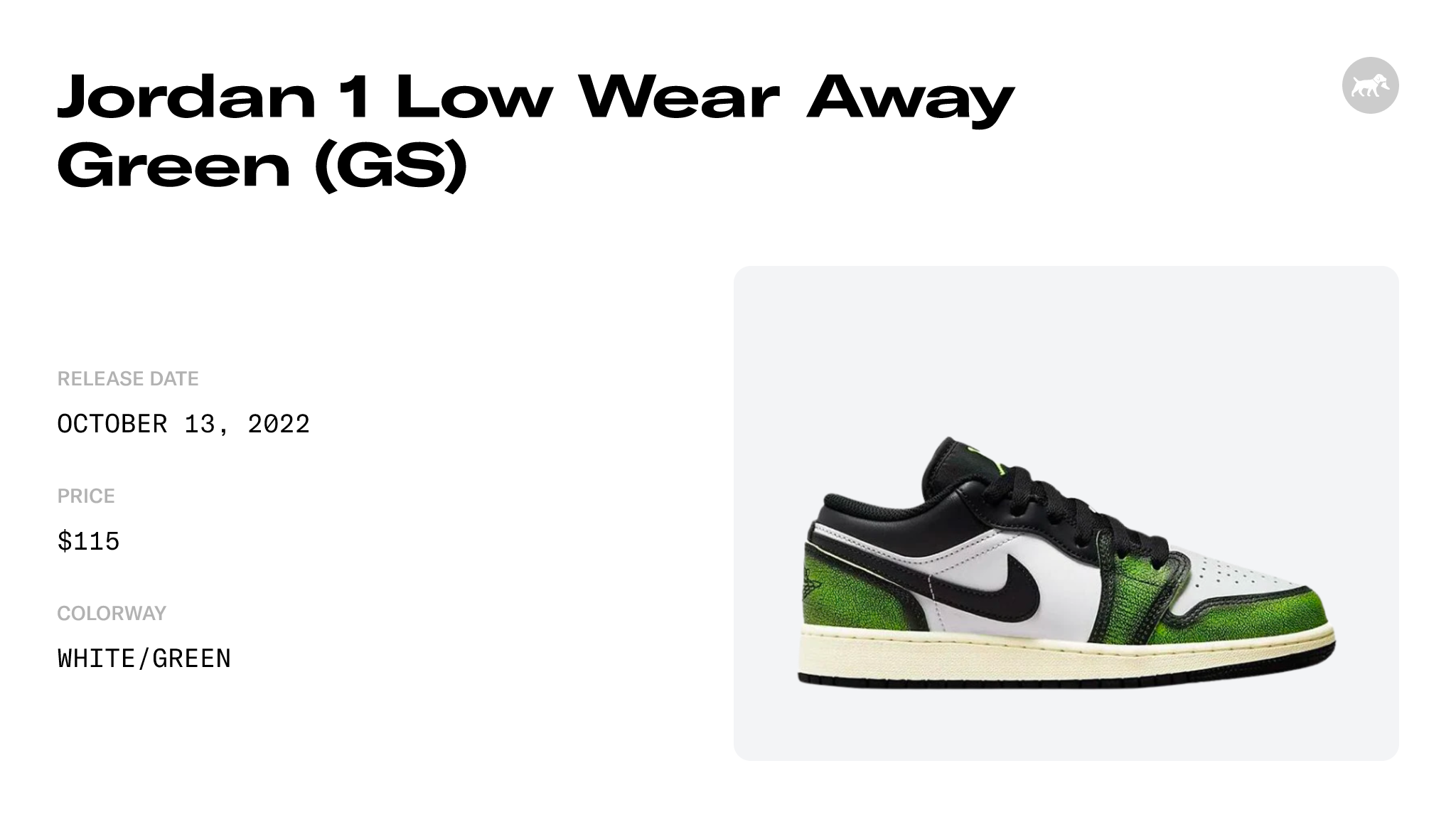 Jordan 1 Low Wear Away Green (GS) - DO8244-003 Raffles and Release Date