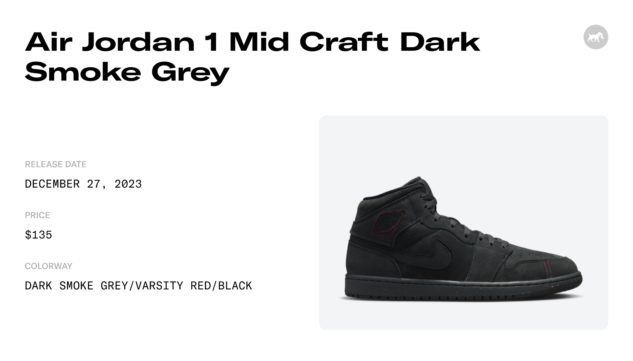 Air Jordan 1 Mid Craft Dark Smoke Grey - FD8634-001 Raffles and 