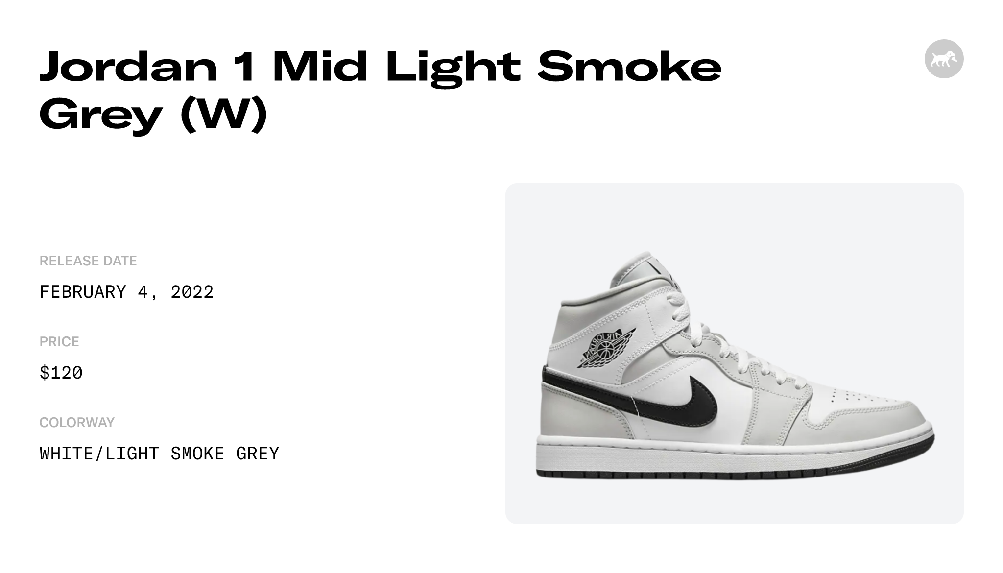 Air Jordan 1 Mid White Light Smoke Grey - BQ6472-015