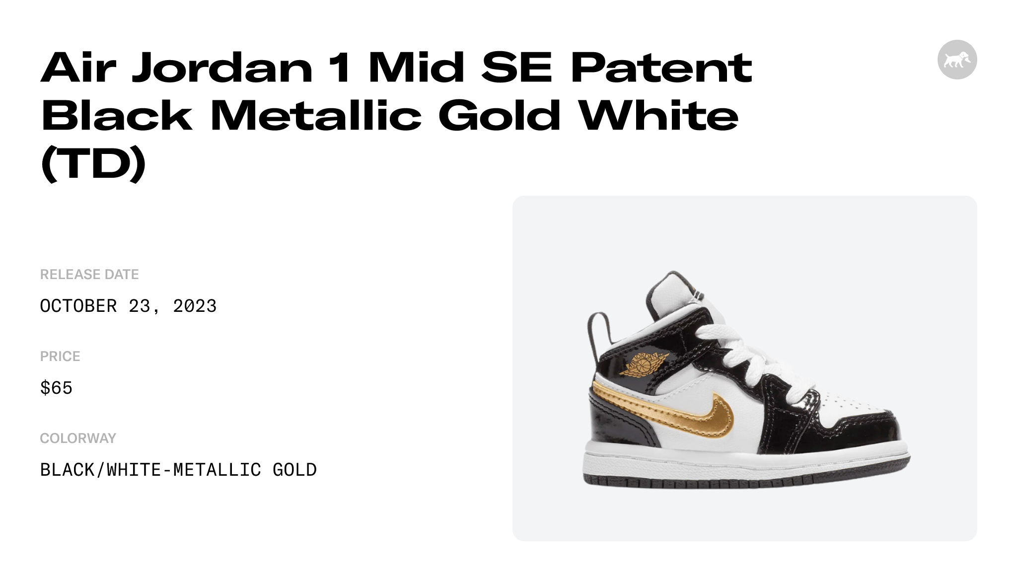 Air Jordan 1 Mid SE Patent Black Metallic Gold White (TD) - BQ6933-007 ...