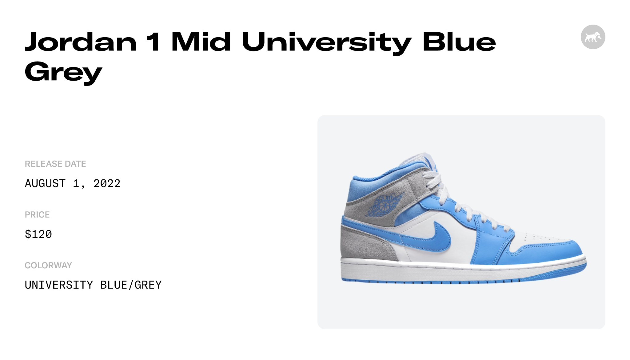 Jordan 1 Mid University Blue Grey - DX9276-100 Raffles and Release Date