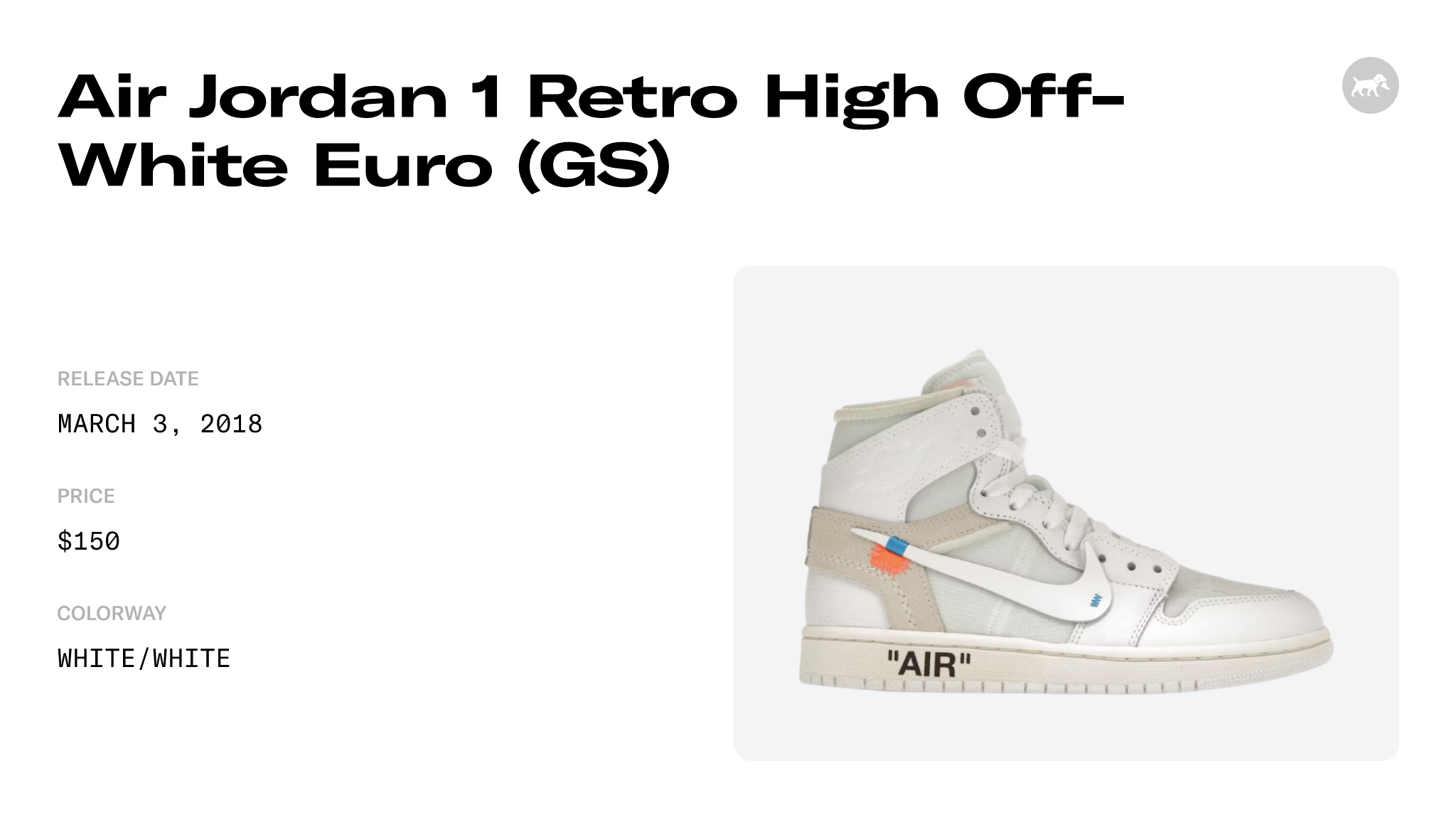 Air Jordan 1 Retro High OG x Off-White 'White' 2018 AQ0818-100