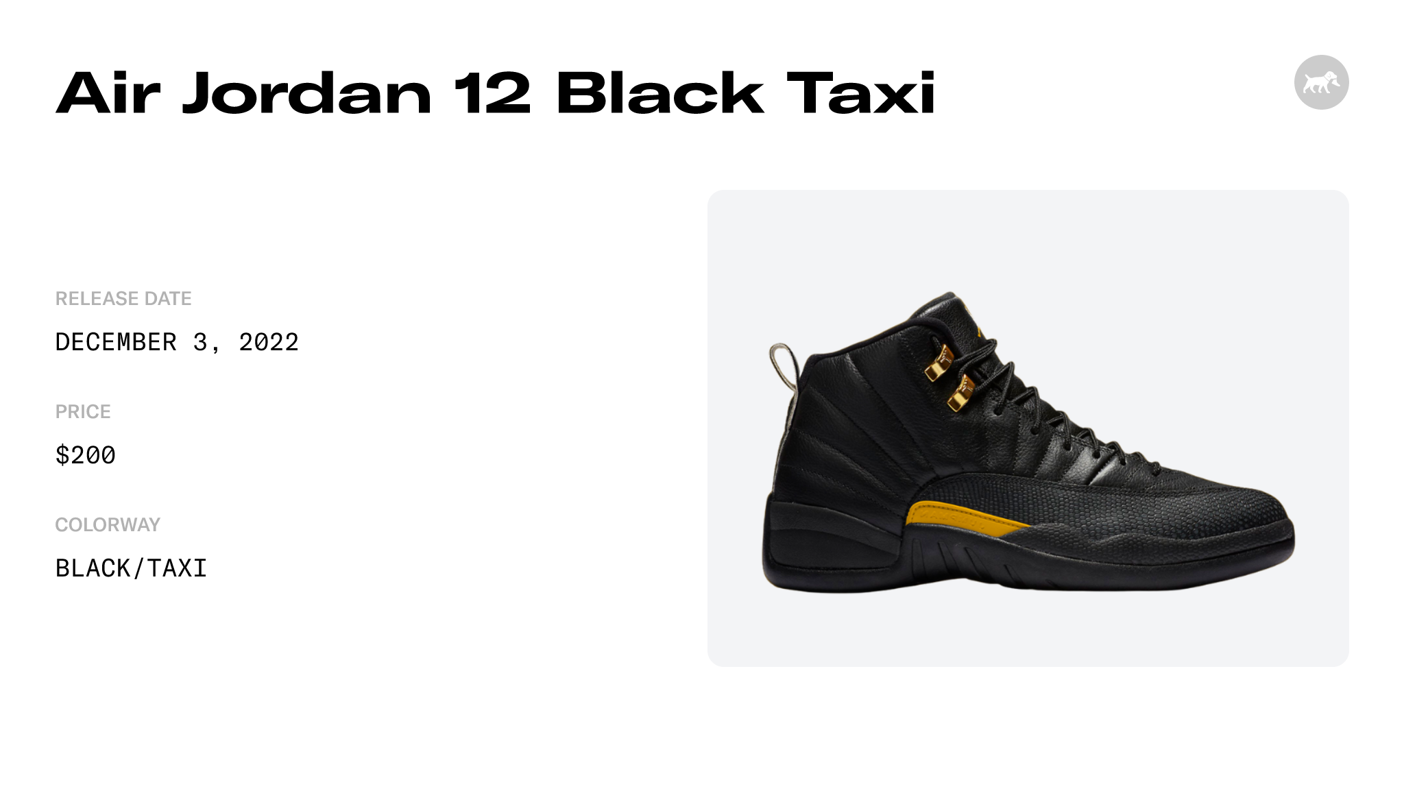 Air Jordan 12 Retro Black Taxi Black CT8013-071