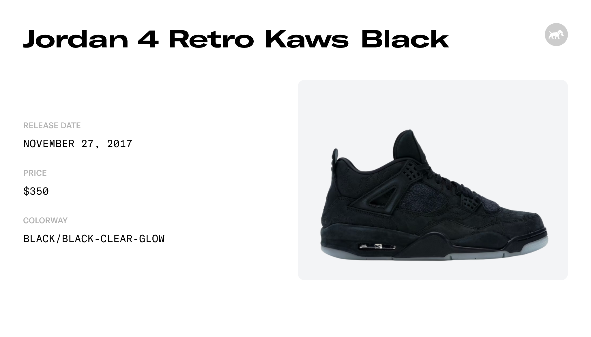 Jordan 4 Retro Kaws Black - 930155-001 Raffles and Release Date