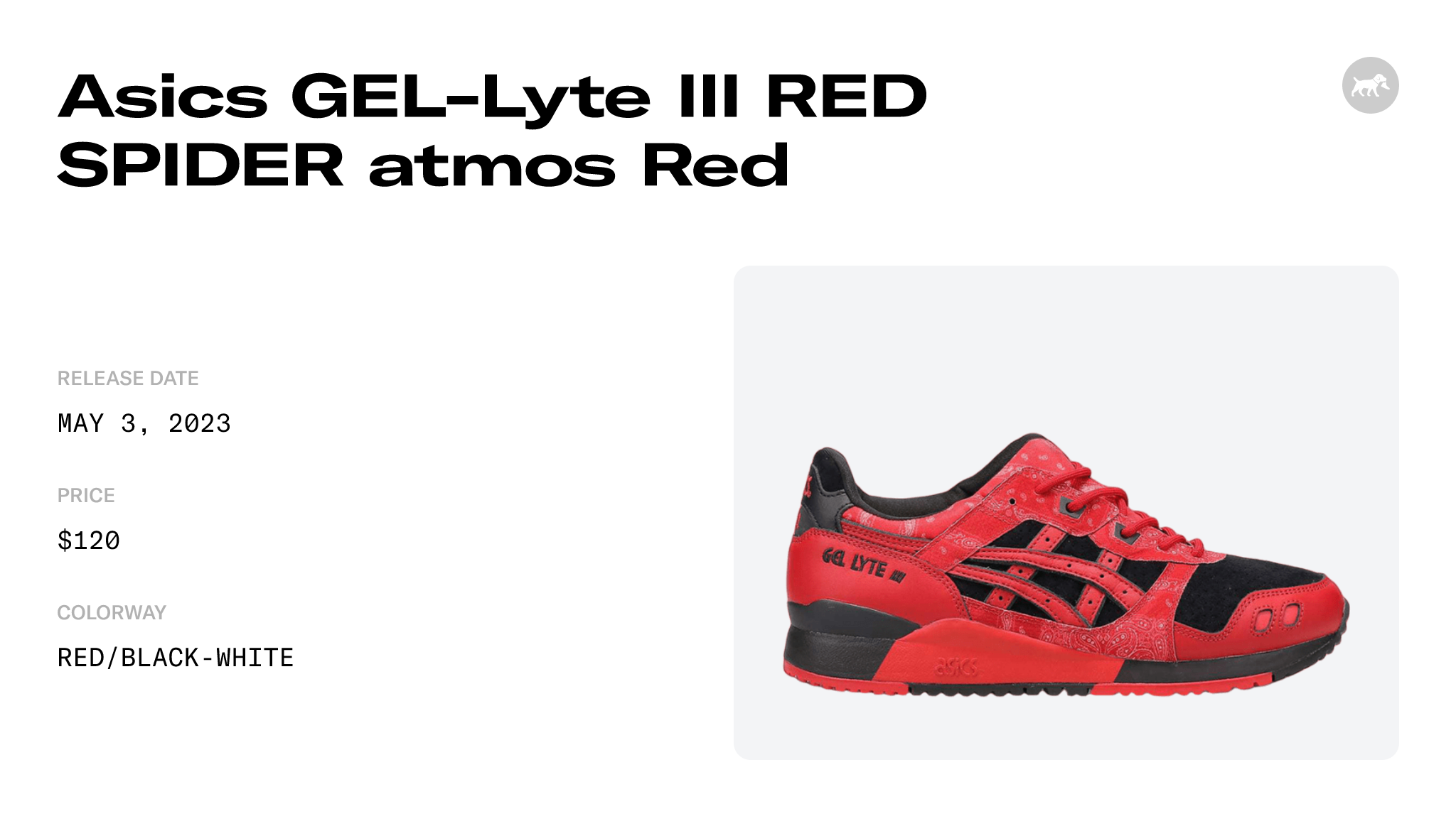 Asics GEL-Lyte III RED SPIDER atmos Red - 1201A854-001 Raffles and