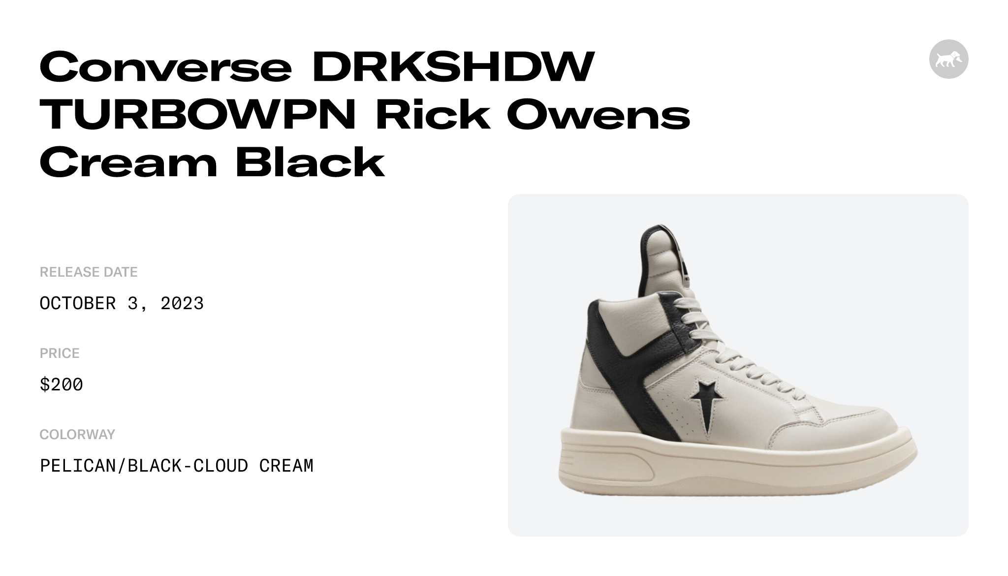 Converse DRKSHDW TURBOWPN Rick Owens Cream Black - A06758C Raffles and ...