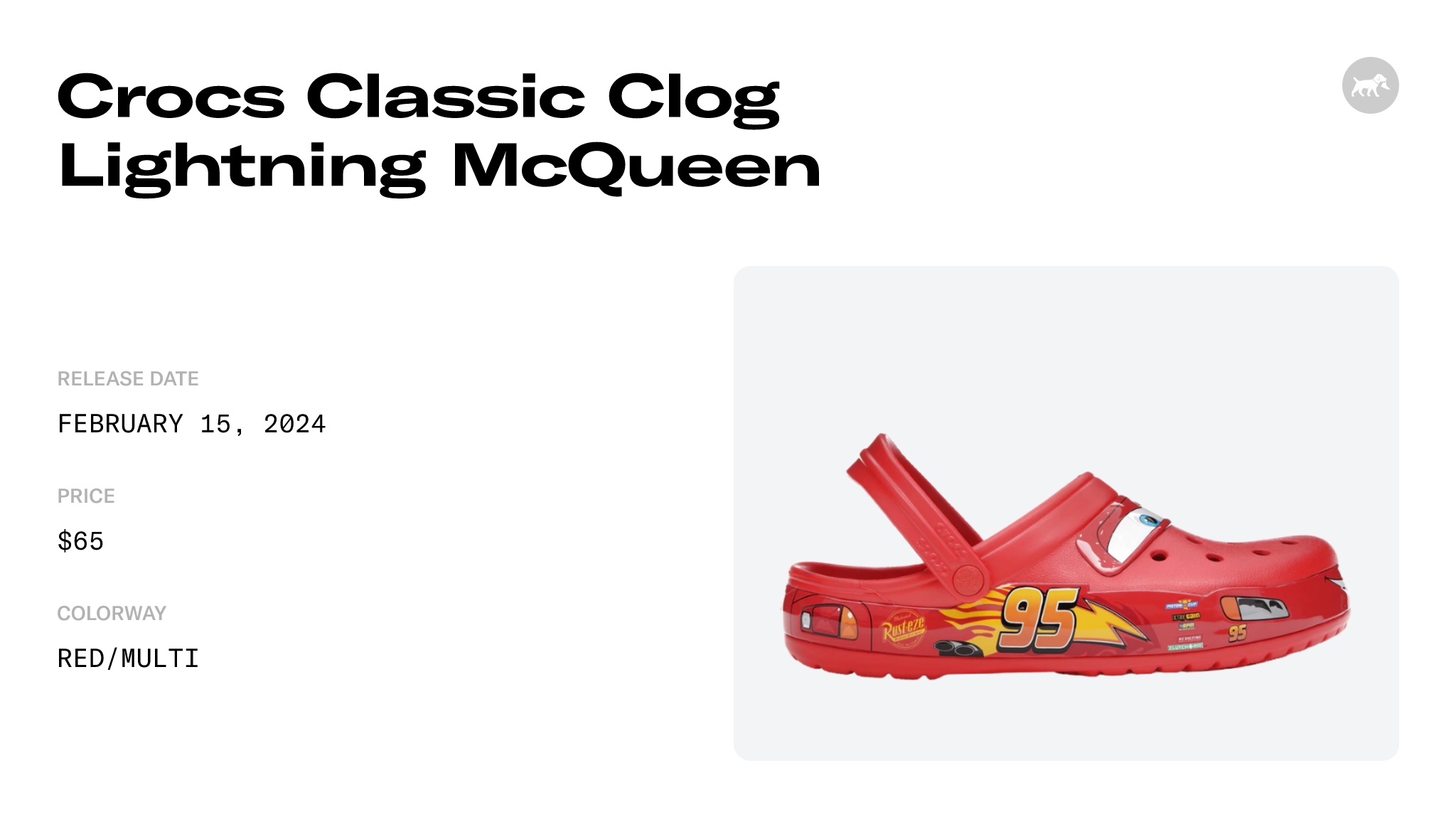 Crocs Adults Classic Disney Cars Lightning McQueen Clogs 205759-610 Multi  Size
