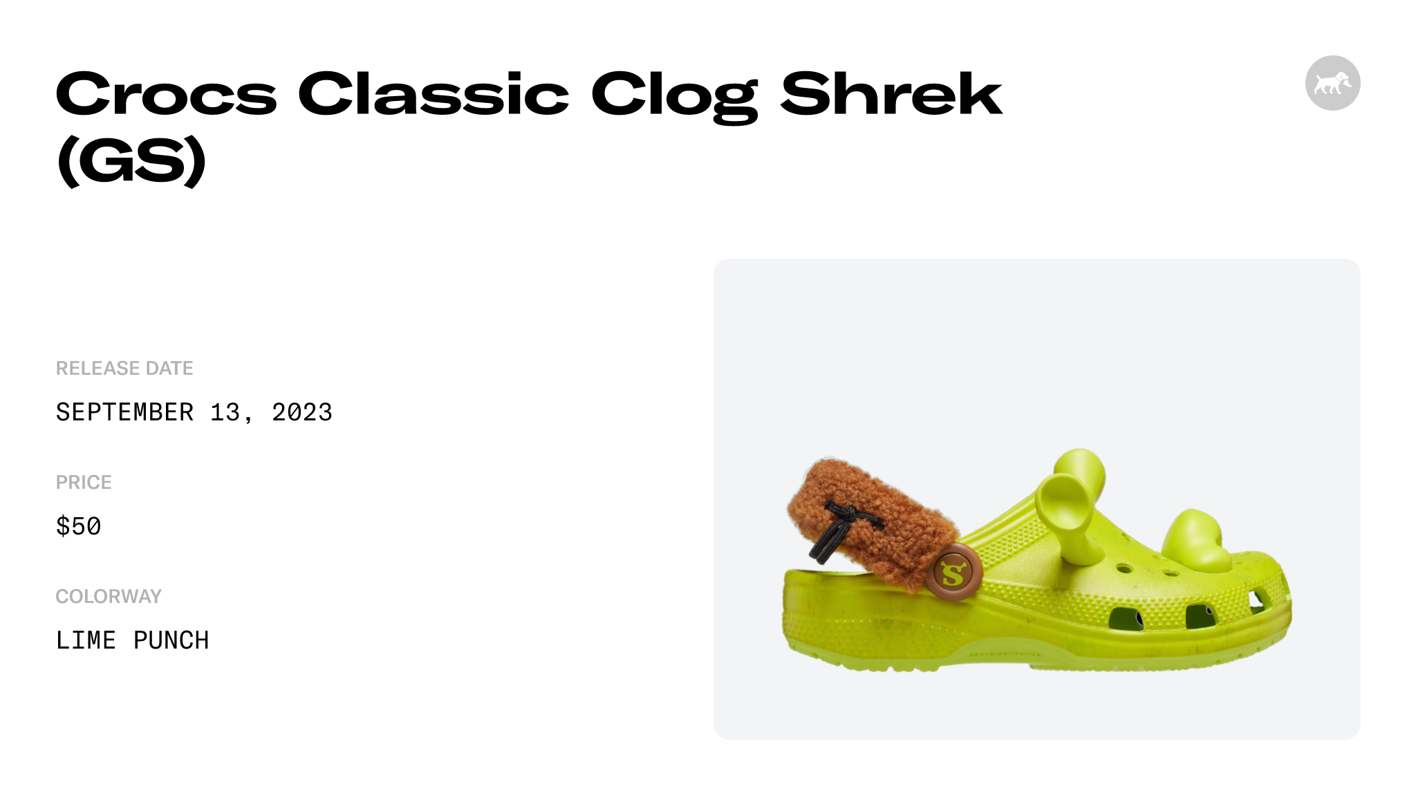 Crocs Unisex-Child Classic Shrek Clogs, Lime Punch  