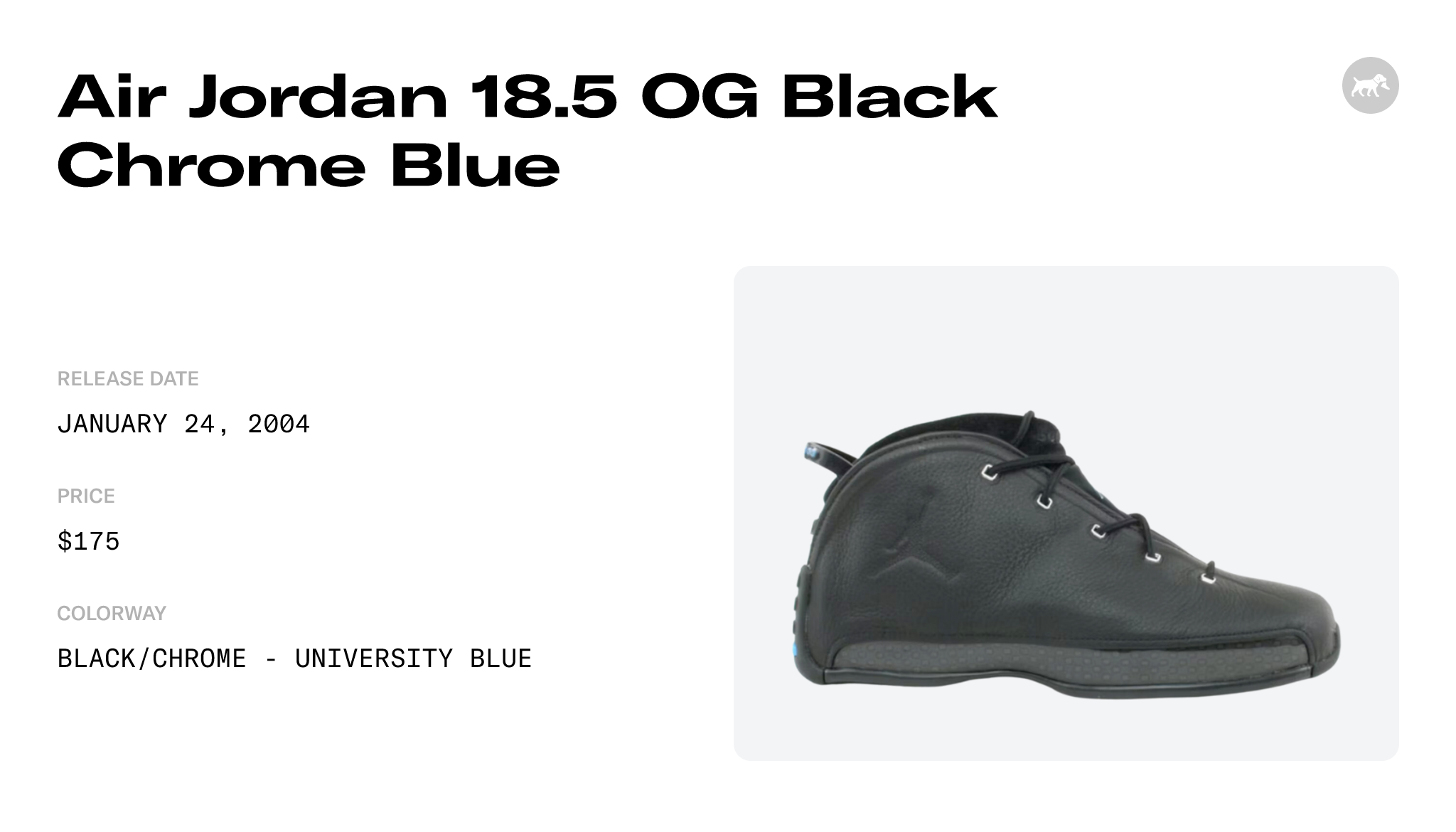 Air Jordan 18.5 OG Black Chrome Blue - 306890-002 Raffles and Release Date