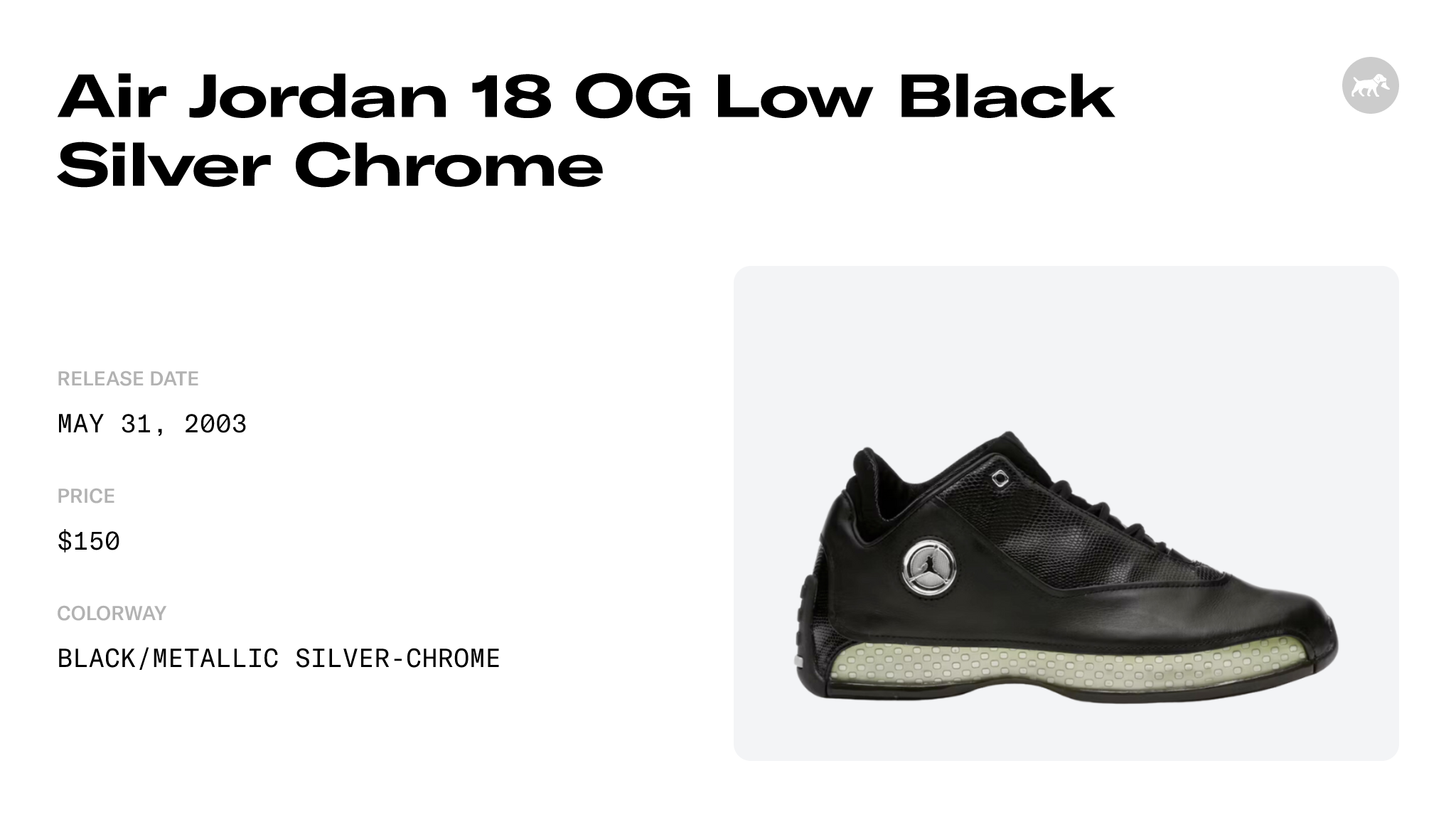 Air Jordan 18 OG Low Black Silver Chrome - 306151-001 Raffles and ...