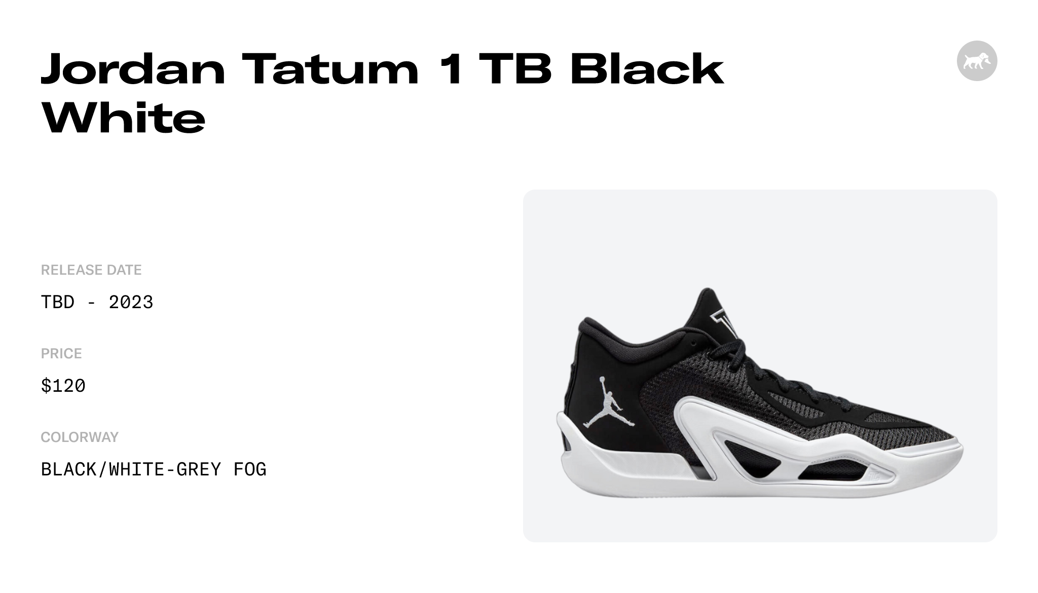 Jordan Tatum 1 TB Black White - FB2863-001 Raffles and Release Date