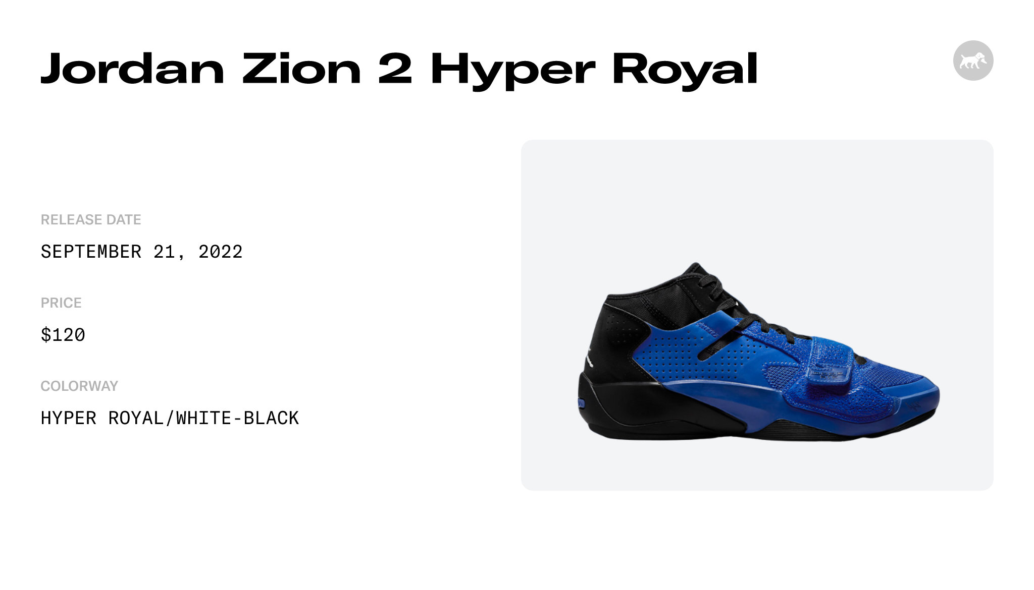 Jordan Zion 2 Hyper Royal - DO9073-410 Raffles and Release Date