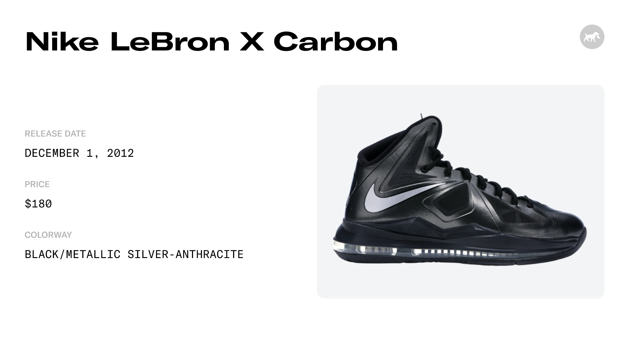Nike LeBron X Carbon - 541100-001 Raffles and Release Date