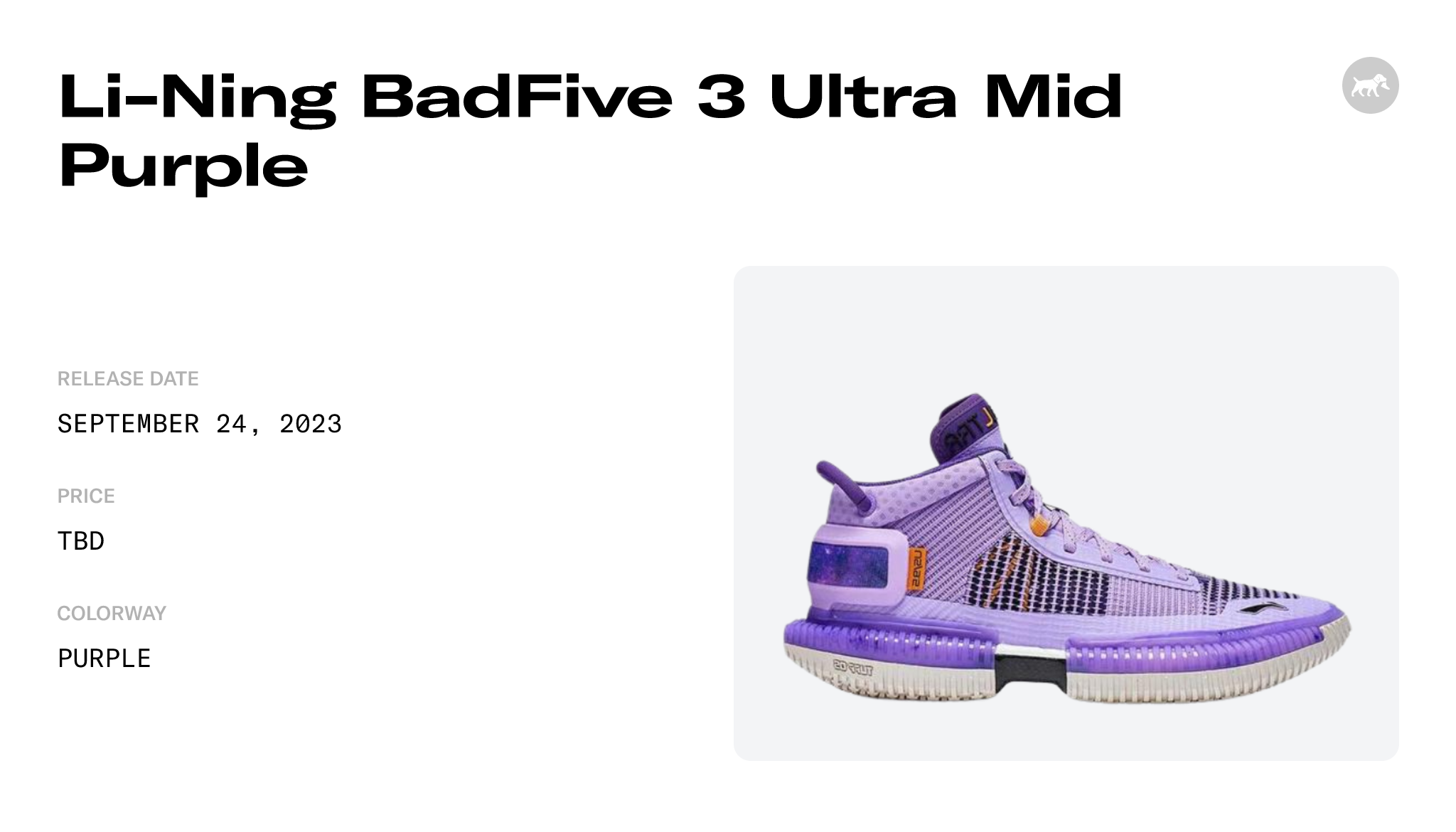 Li-Ning BadFive 3 Ultra Mid Purple - ABFS011-10 Raffles and Release Date