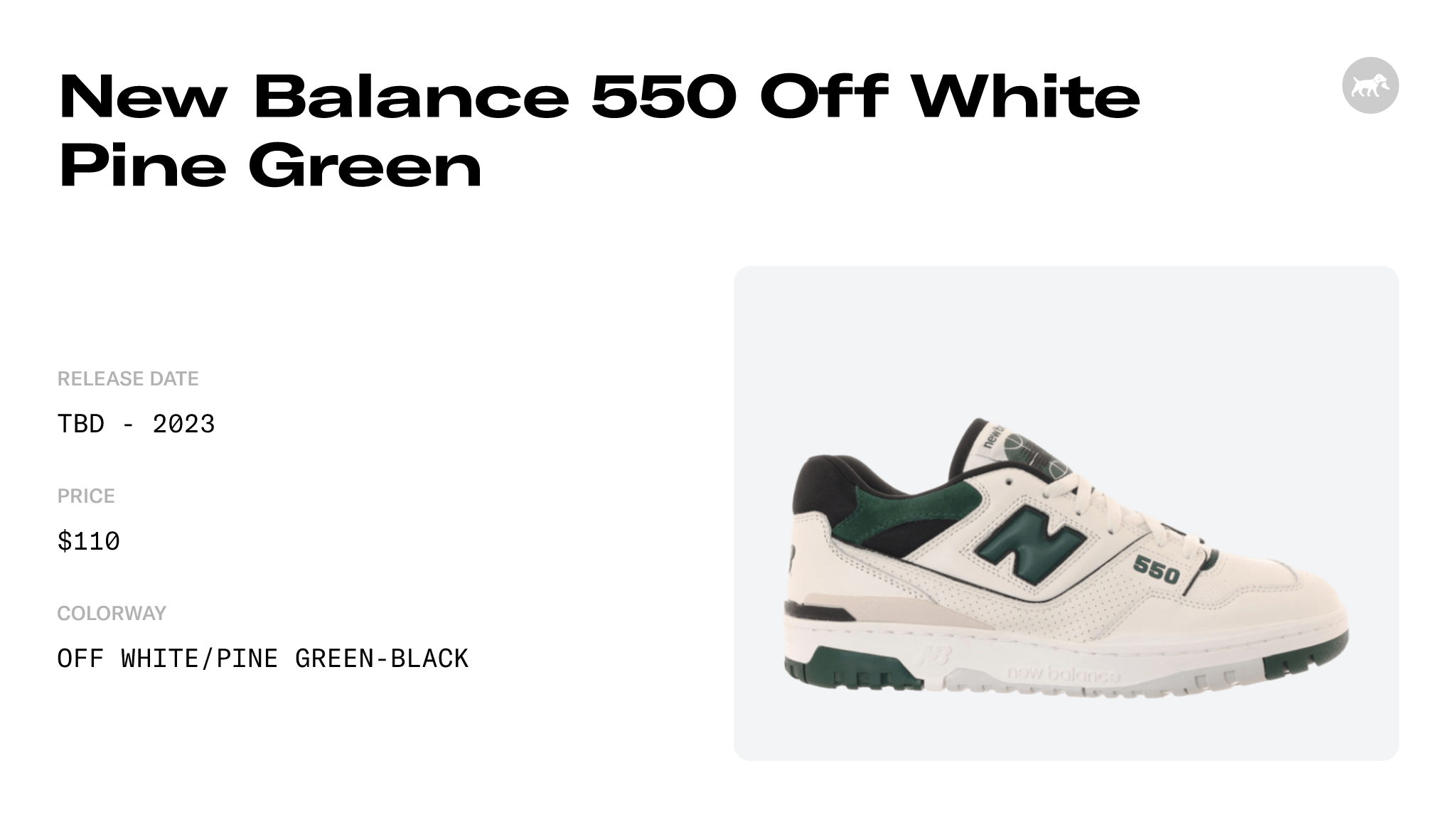 New Balance 550 Off White Pine Green - BB550VTC Raffles and Release Date