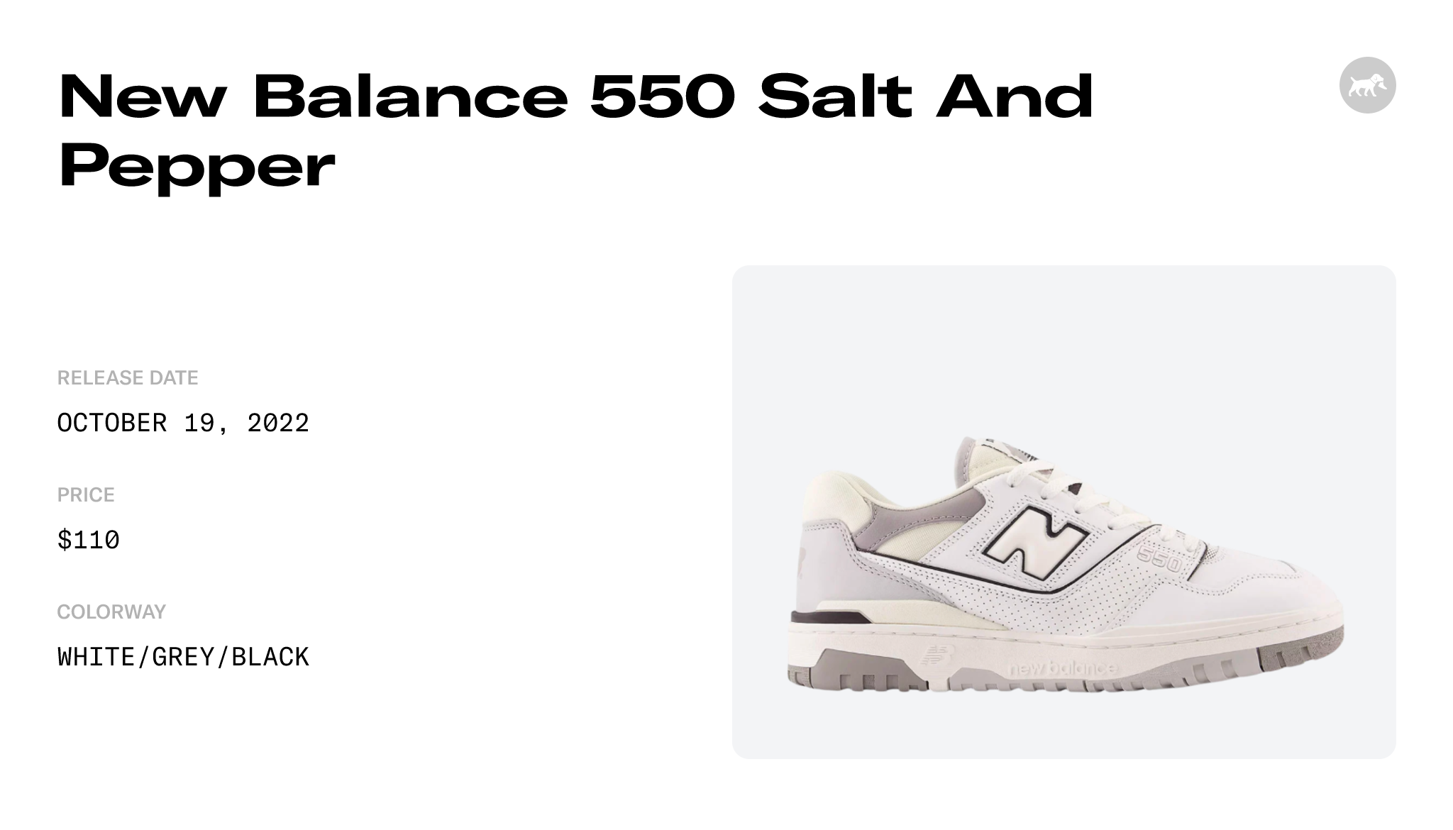 New Balance 550 Salt And Pepper - BB550PWA Raffles and Release Date