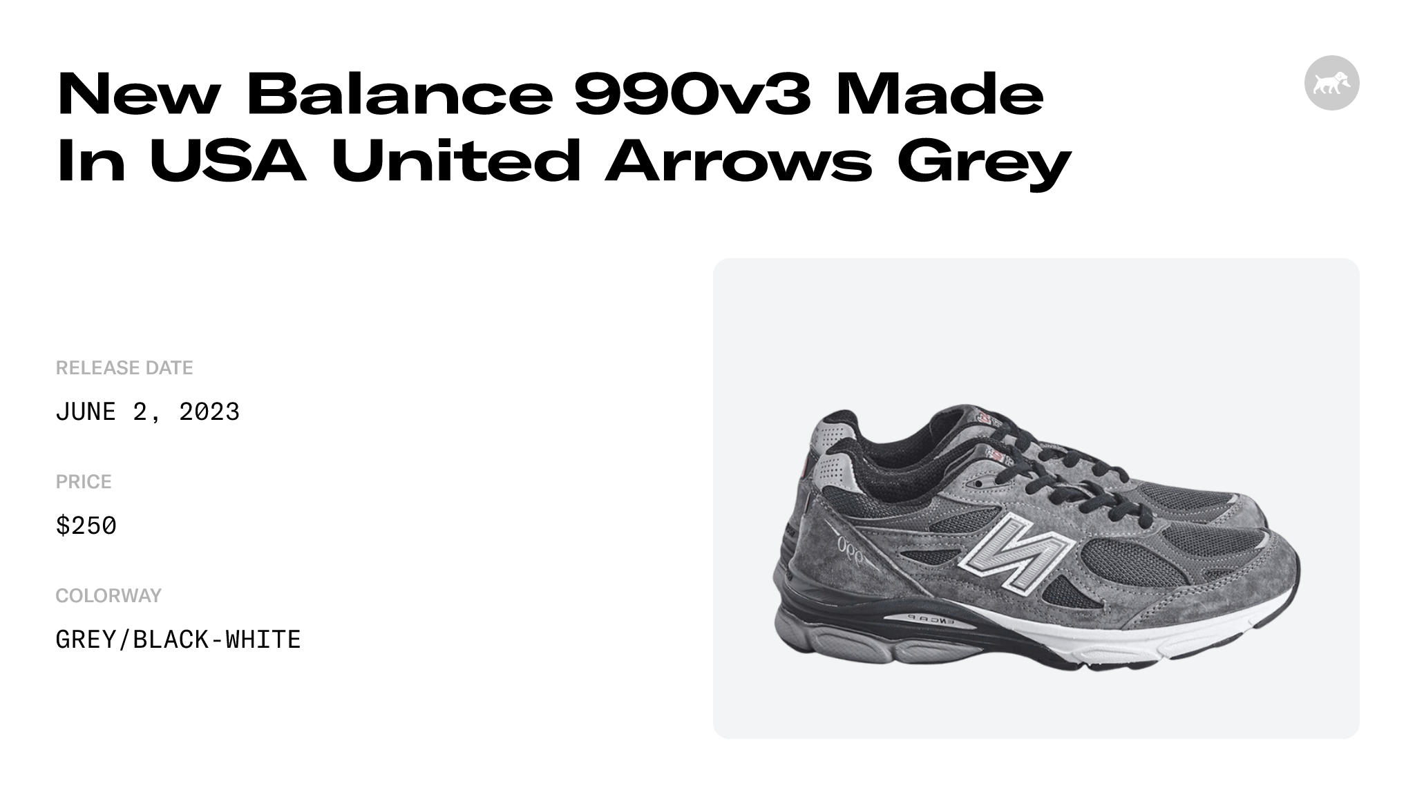 New Balance 990v3 Made In USA United Arrows Grey - M990UA3 Raffles and ...