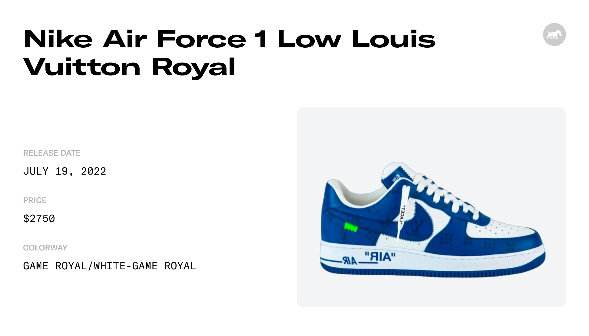 Nike Air Force 1 Low Louis Vuitton Virgil Abloh White Royal - BM9U1PTX-BLUE  - Restocks