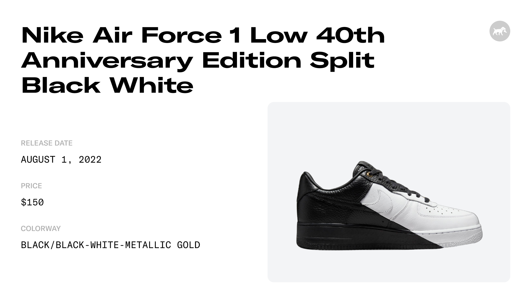 Nike Air Force 1 Low 40th Anniversary Edition Split Black White Men's -  DX6034-001 - US
