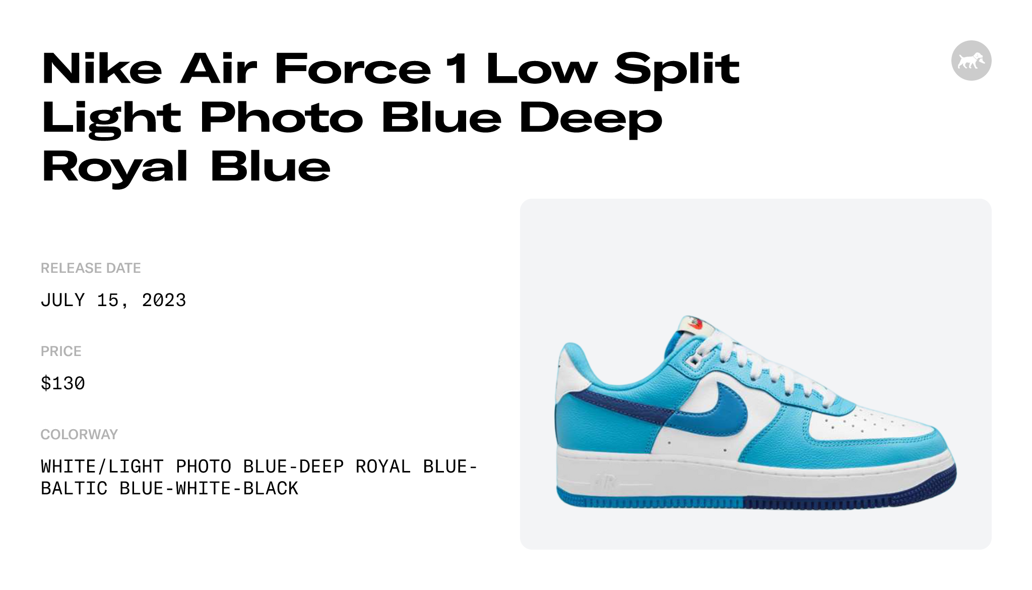 Nike Air Force 1 Low Split Light Photo Blue Deep Royal Blue (GS) Raffles  and Release Date