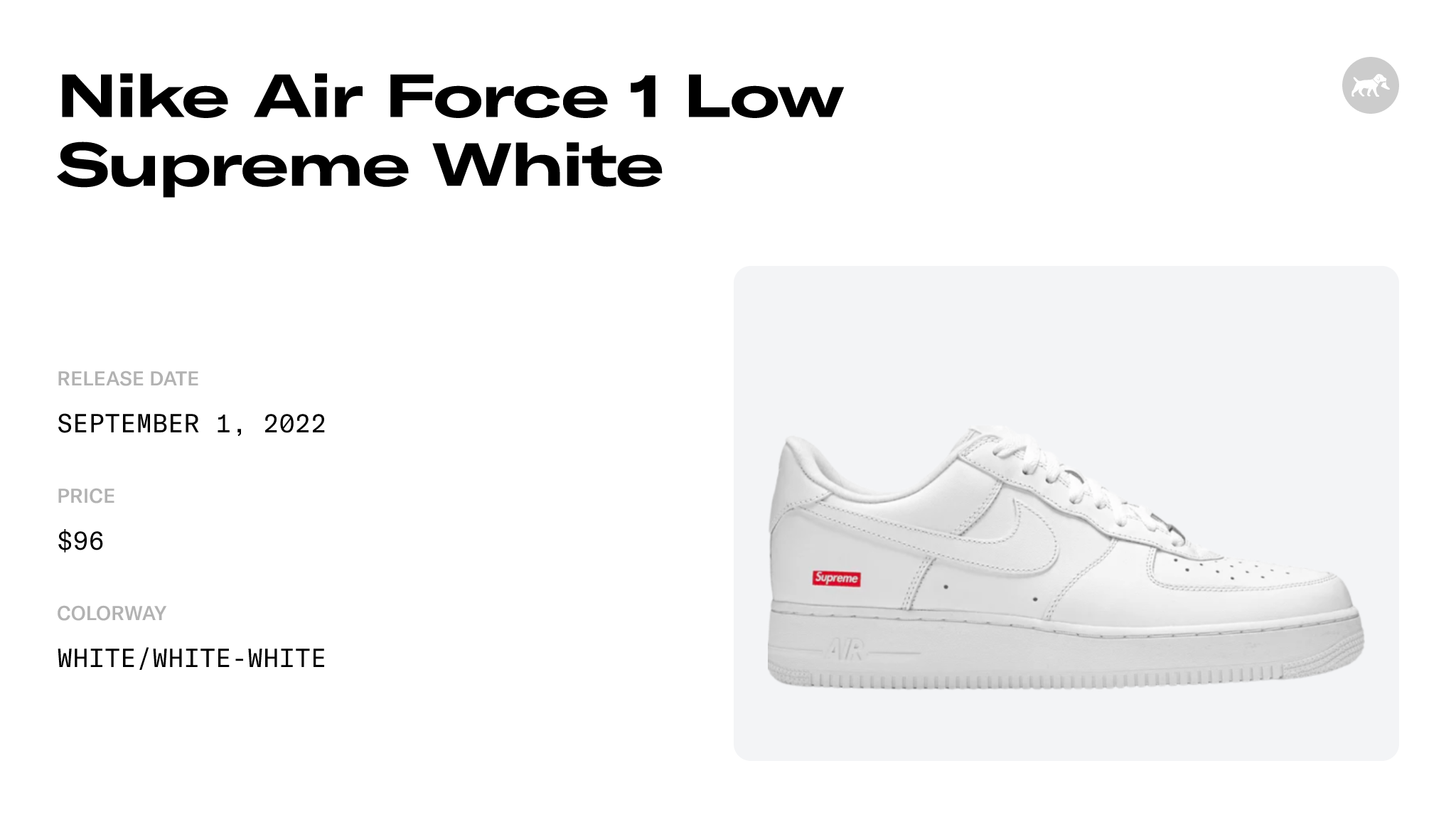 Nike Air Force 1 Low Supreme White - CU9225-100 Raffles and Release Date