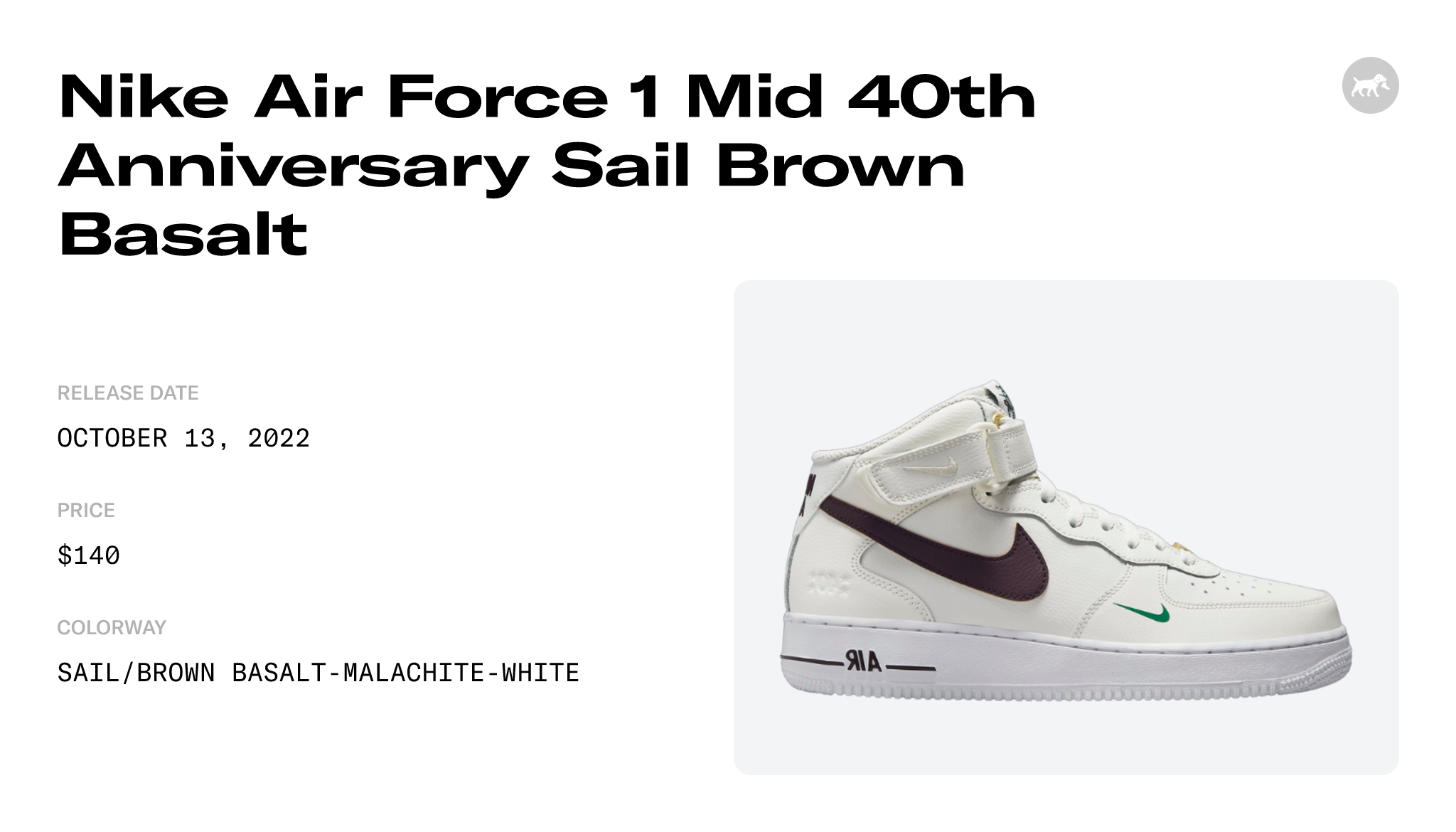 Nike Air Force 1 Mid '07 LV8 40th Anniversary Sail Brown DR9513-100 Size 9.5