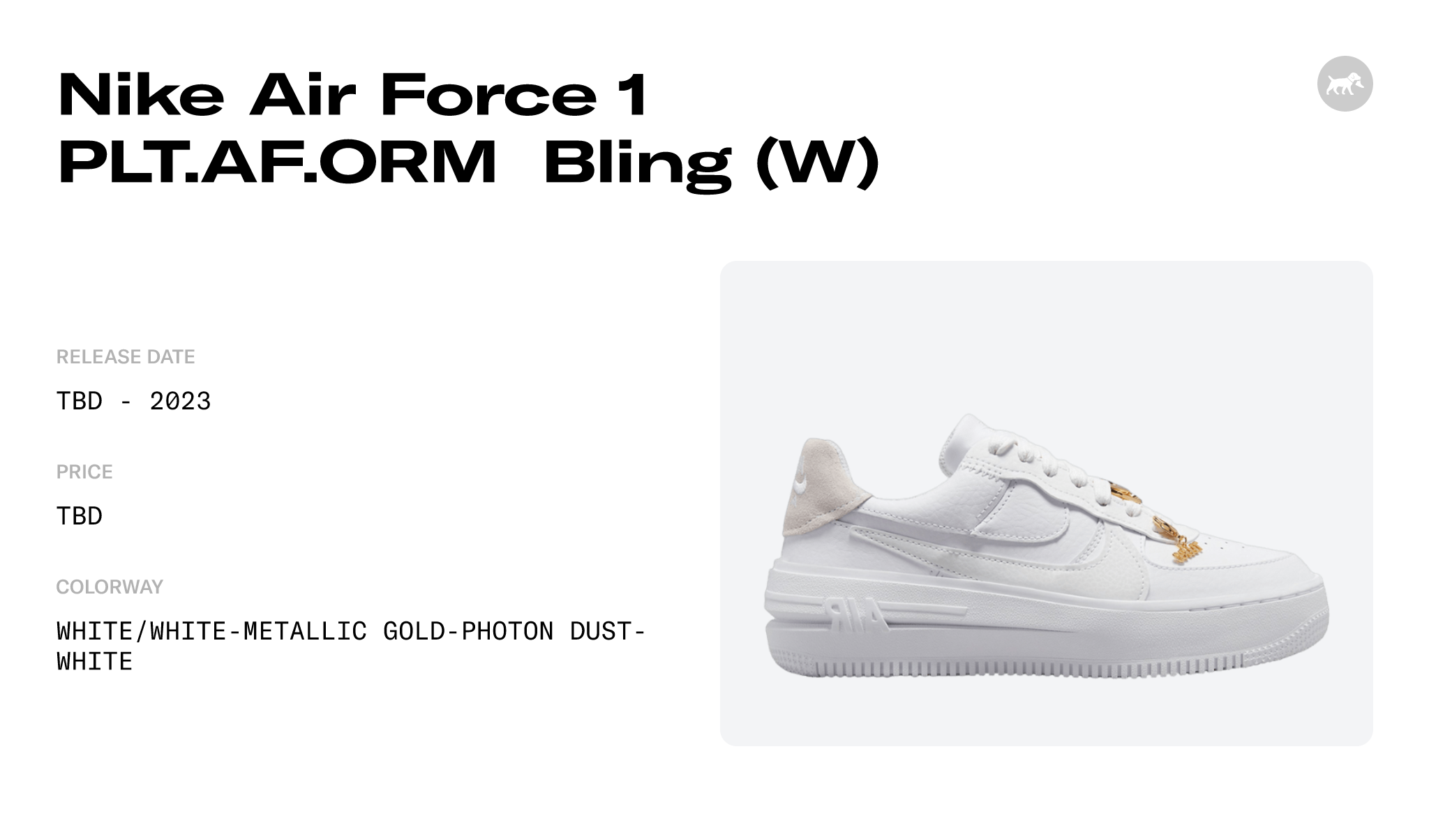 Nike Air Force 1 PLT.AF.ORM Bling (W) - FB8473-100 Raffles and Release Date