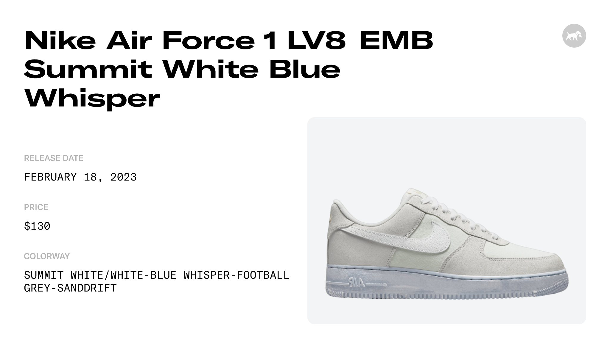 Nike Air Force 1 07 LV8 EMB Summit White Blue Shoes 