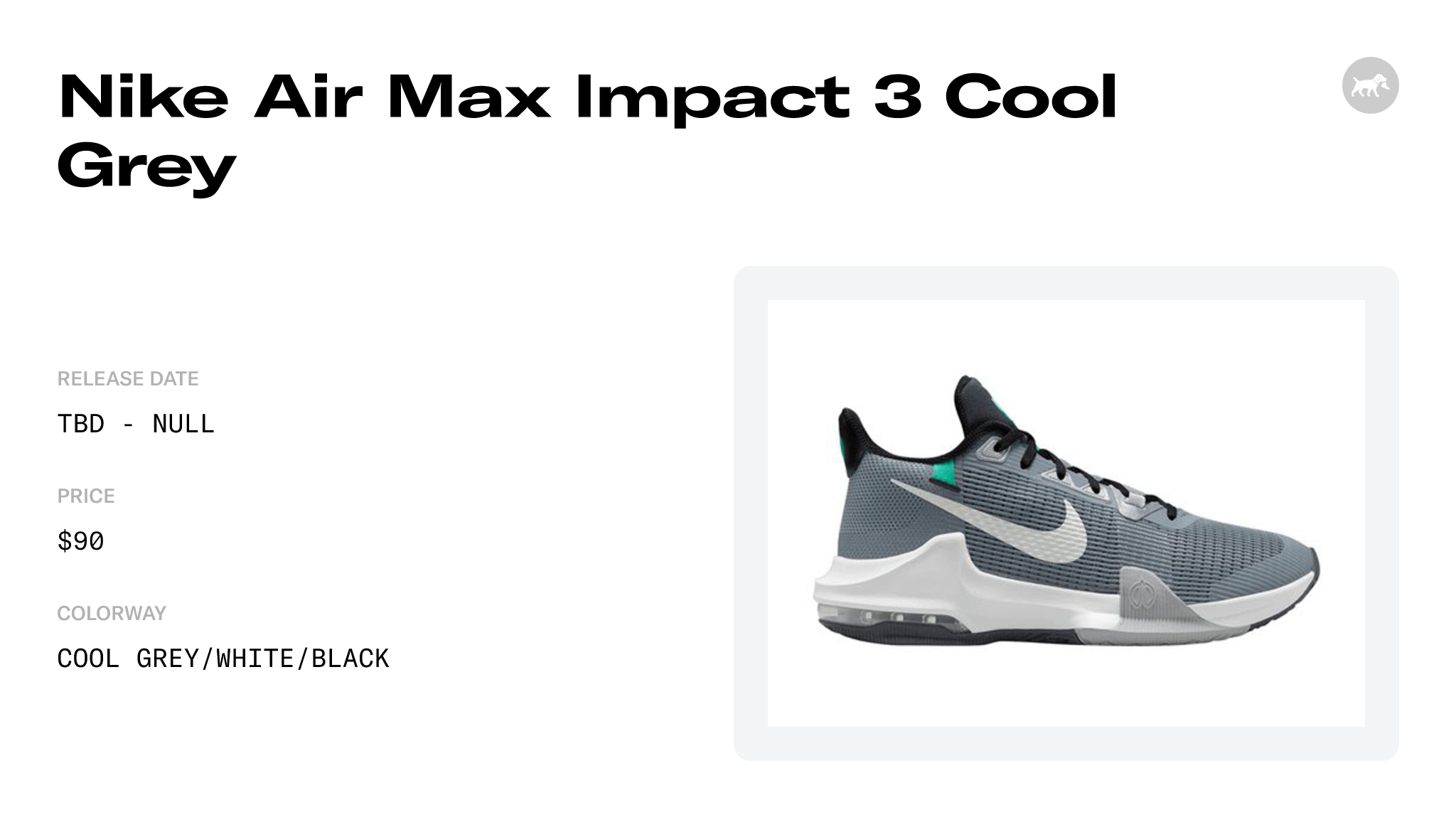 Nike Air Max Impact 3 Cool Grey - DC3725-002 Raffles and Release Date