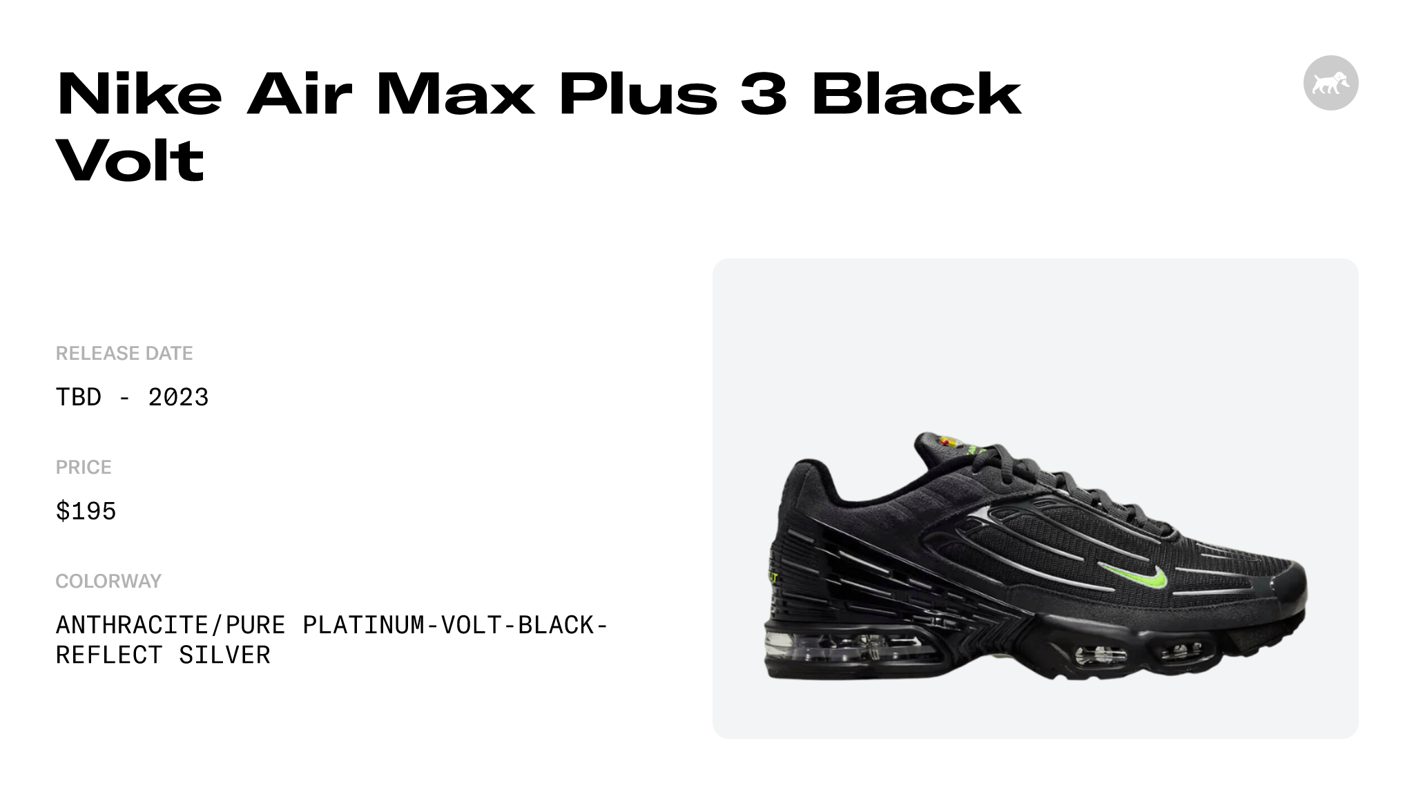 Nike Air Max Plus 3 Black Volt - FQ2387-001 Raffles and Release Date