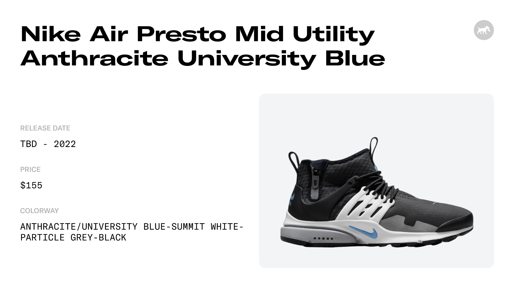 Nike Air Presto Mid Utility Anthracite University Blue - DC8751